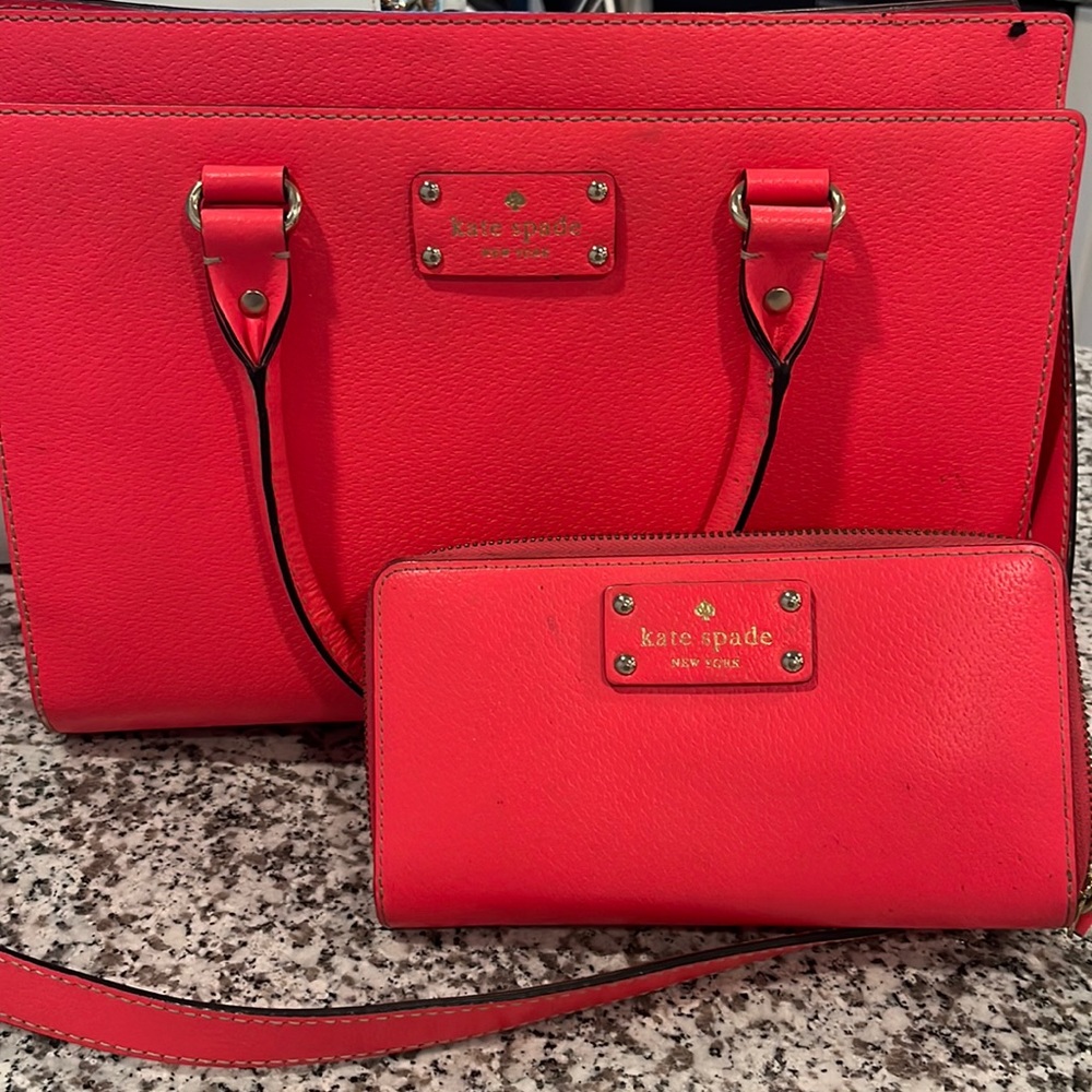 Kate Spade Coral purse and wallet set